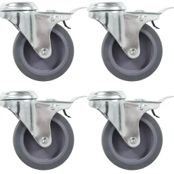 vidaXL 4 pcs Roulettes pivotantes à trou de boulon à double frein 75mm