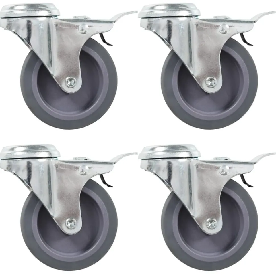 vidaXL 4 pcs Roulettes pivotantes à trou de boulon à double frein 75mm