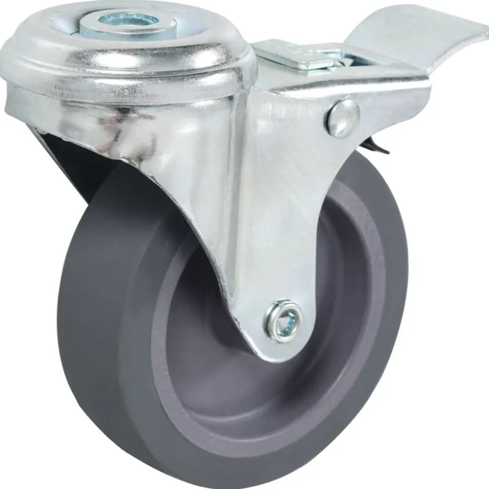 vidaXL 4 pcs Roulettes pivotantes à trou de boulon à double frein 75mm