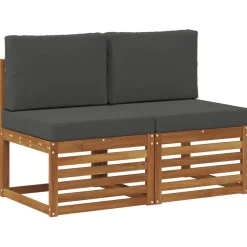 vidaXL 2 Pièce Sofa de milieu extérieur Bois d'Acacia Massif Naturel