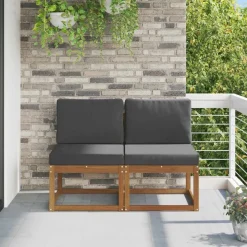 vidaXL 2 Pièce Sofa de milieu extérieur Bois d'Acacia Massif