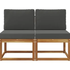 vidaXL 2 Pièce Sofa de milieu extérieur Bois d'Acacia Massif