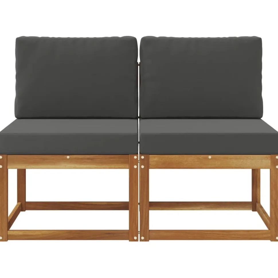 vidaXL 2 Pièce Sofa de milieu extérieur Bois d'Acacia Massif