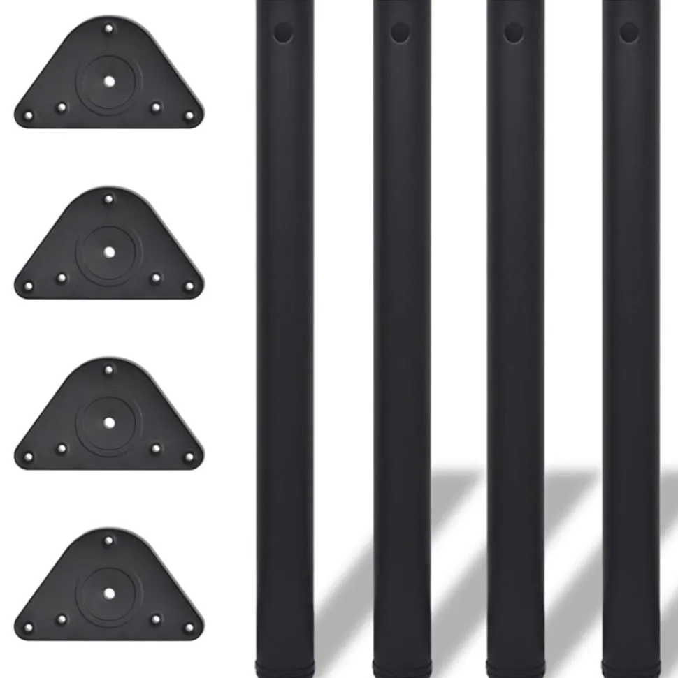 vidaXL 4 pieds de table réglables en hauteur 710 mm Noir