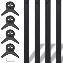 vidaXL 4 pieds de table réglables en hauteur 710 mm Noir