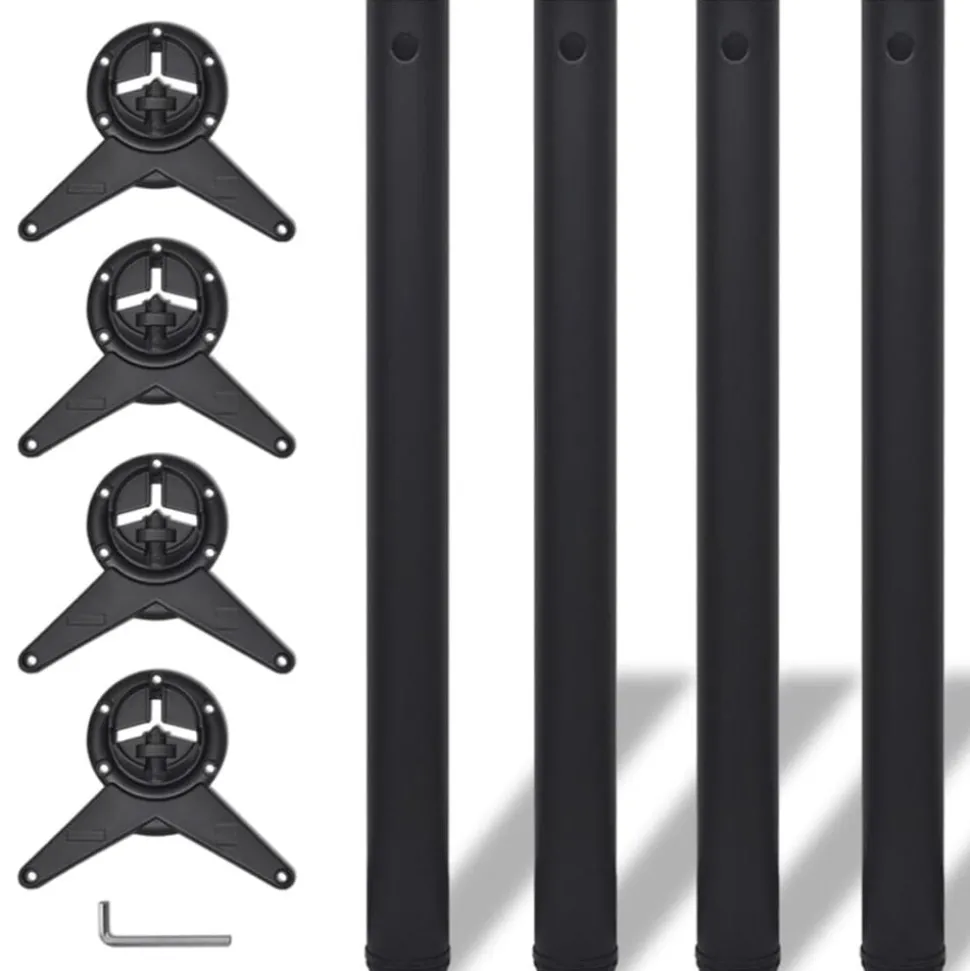 vidaXL 4 pieds de table réglables en hauteur 710 mm Noir