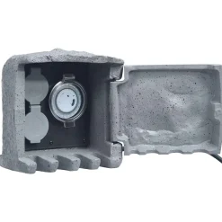 vidaXL 2 prises de jardin à minuterie Résine tressée Gris