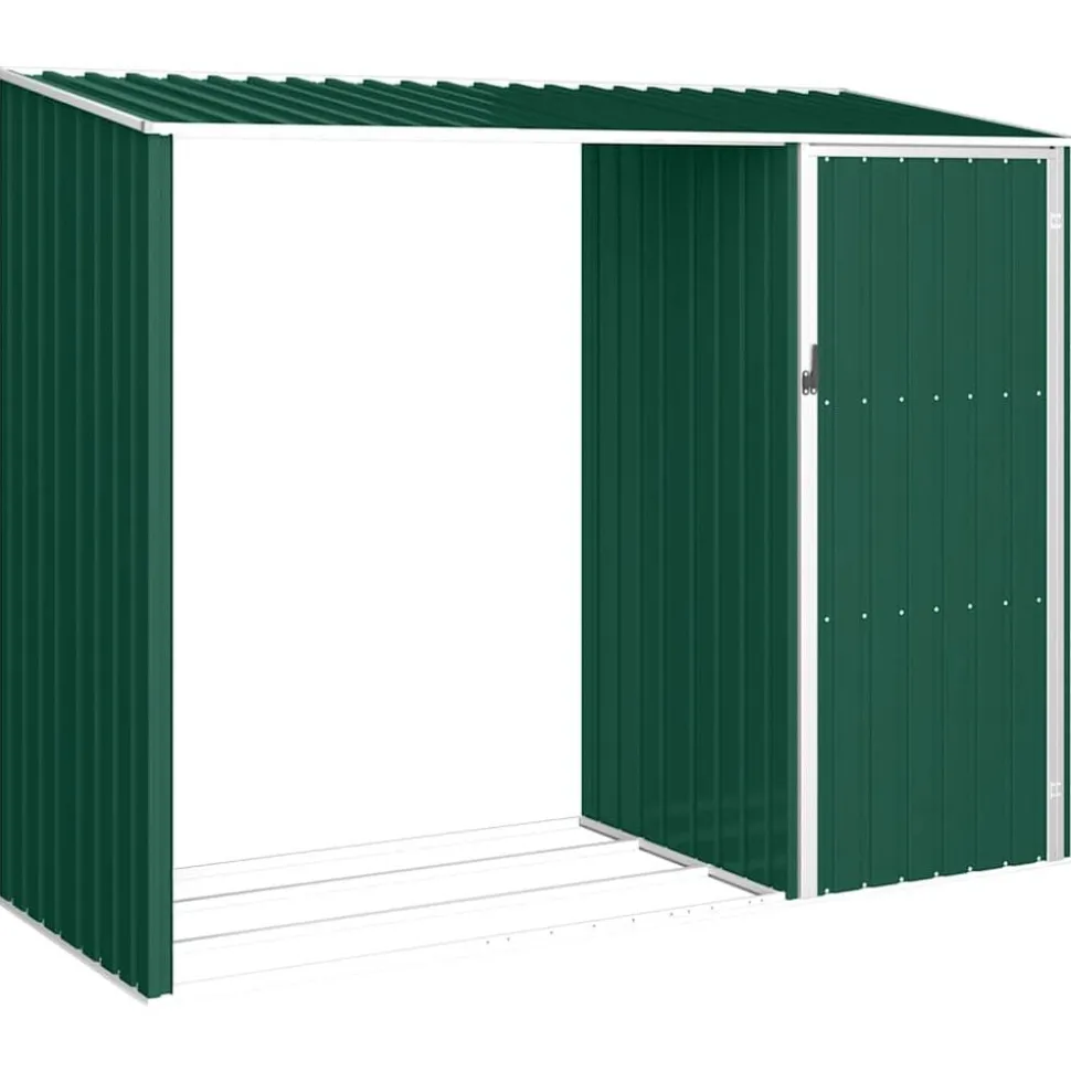 vidaXL Abri à bois de jardin Vert 245x98x159 cm Acier galvanisé