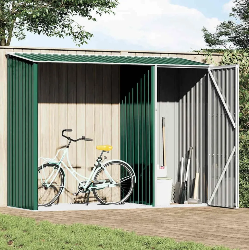 vidaXL Abri à bois de jardin Vert 245x98x159 cm Acier galvanisé