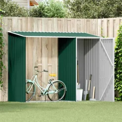 vidaXL Abri à bois de jardin Vert 245x98x159 cm Acier galvanisé