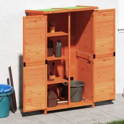 vidaXL Abri à outils de jardin marron 83x57x140 cm bois massif pin