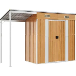 vidaXL Abri de jardin avec toit prolongé marron clair 277x107x181 cm