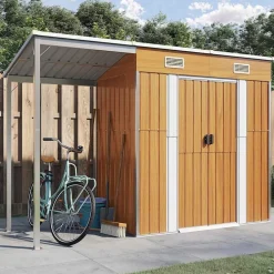 vidaXL Abri de jardin avec toit prolongé marron clair 277x107x181 cm