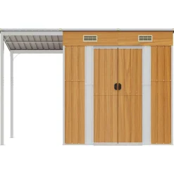 vidaXL Abri de jardin avec toit prolongé marron clair 277x107x181 cm