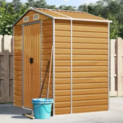 vidaXL Abri de jardin marron clair 191x130x198 cm acier galvanisé