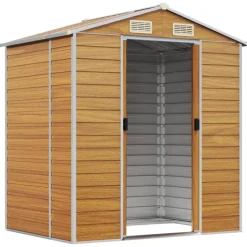 vidaXL Abri de jardin marron clair 191x130x198 cm acier galvanisé