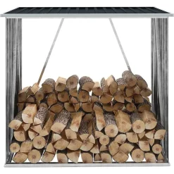 vidaXL Abri de stockage à bois Acier galvanisé 163x83x154cm Anthracite