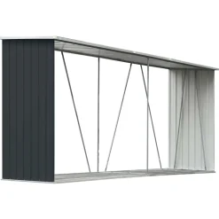 vidaXL Abri de stockage à bois Acier galvanisé 330x84x152cm Anthracite