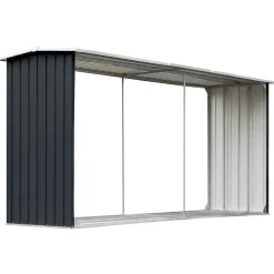 vidaXL Abri de stockage à bois Acier galvanisé 330x92x153cm Anthracite