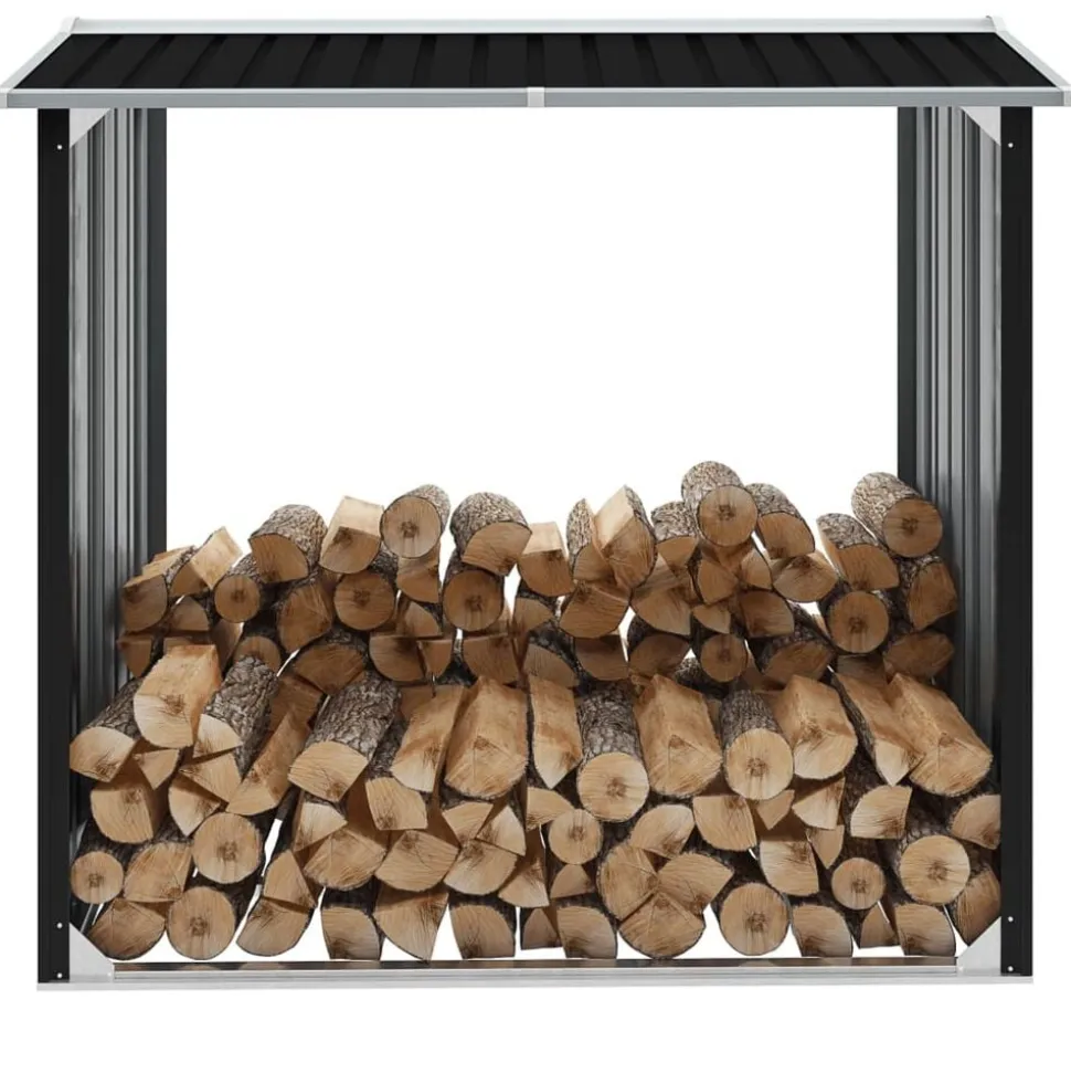 vidaXL Abri de stockage à bois Acier galvanisé 172x91x154cm Anthracite