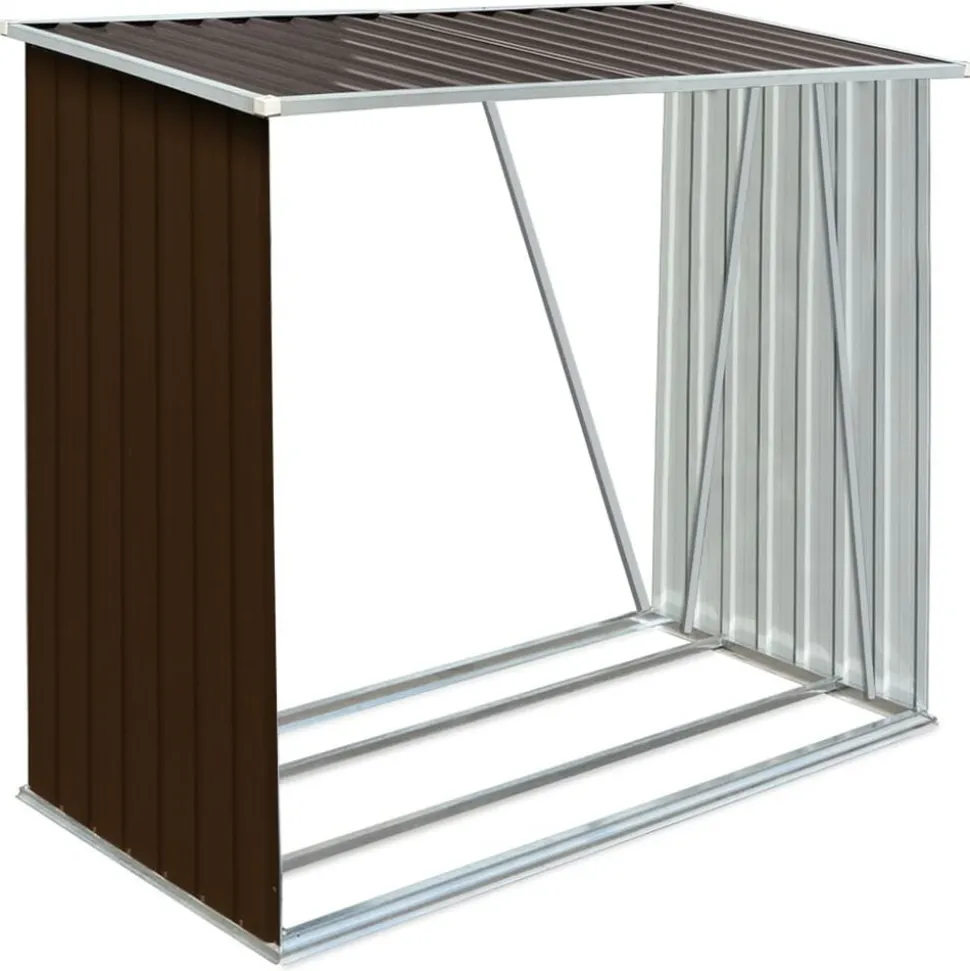 vidaXL Abri de stockage de bois Acier galvanisé 163x83x154 cm Marron