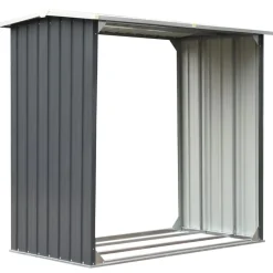 vidaXL Abri de stockage de bois Acier galvanisé 172x91x154 cm Gris
