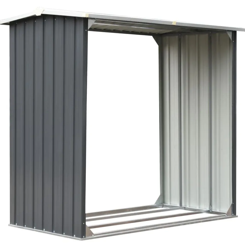 vidaXL Abri de stockage de bois Acier galvanisé 172x91x154 cm Gris
