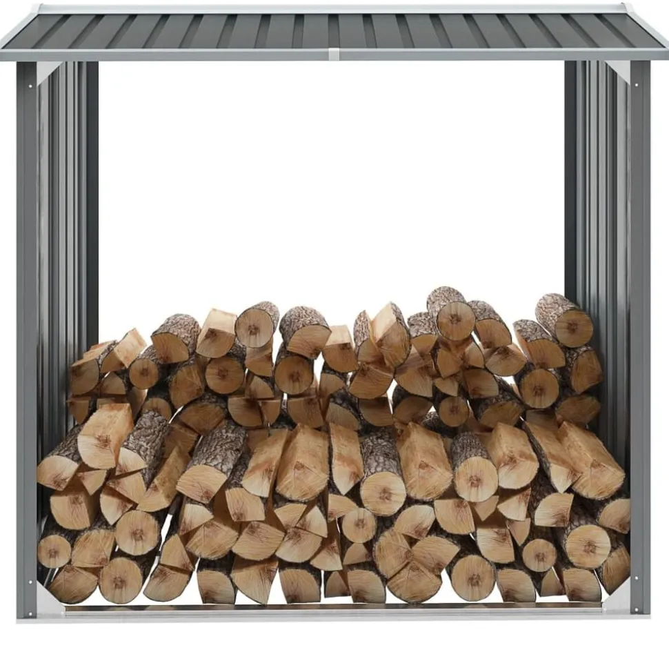 vidaXL Abri de stockage de bois Acier galvanisé 172x91x154 cm Gris