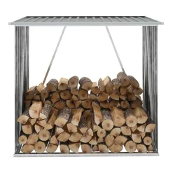 vidaXL Abri de stockage de bois Acier galvanisé 163x83x154 cm Gris