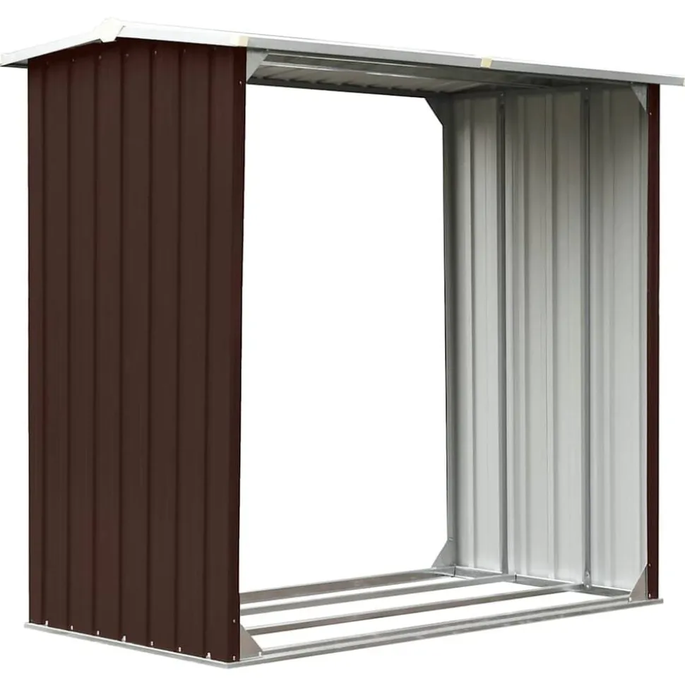vidaXL Abri de stockage de bois Acier galvanisé 172x91x154 cm Marron