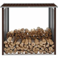 vidaXL Abri de stockage de bois Acier galvanisé 172x91x154 cm Marron