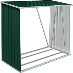 vidaXL Abri de stockage de bois Acier galvanisé 163x83x154 cm Vert
