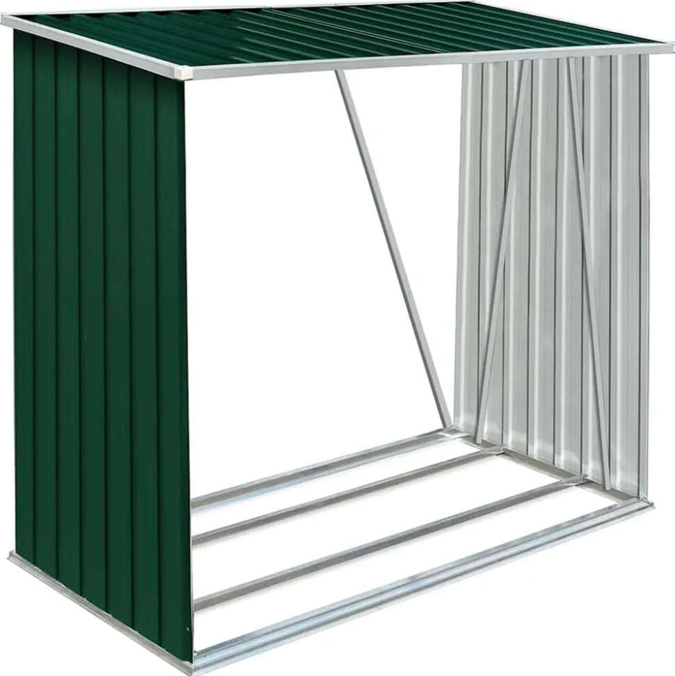 vidaXL Abri de stockage de bois Acier galvanisé 163x83x154 cm Vert