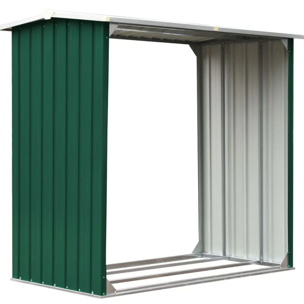 vidaXL Abri de stockage de bois Acier galvanisé 172x91x154 cm Vert