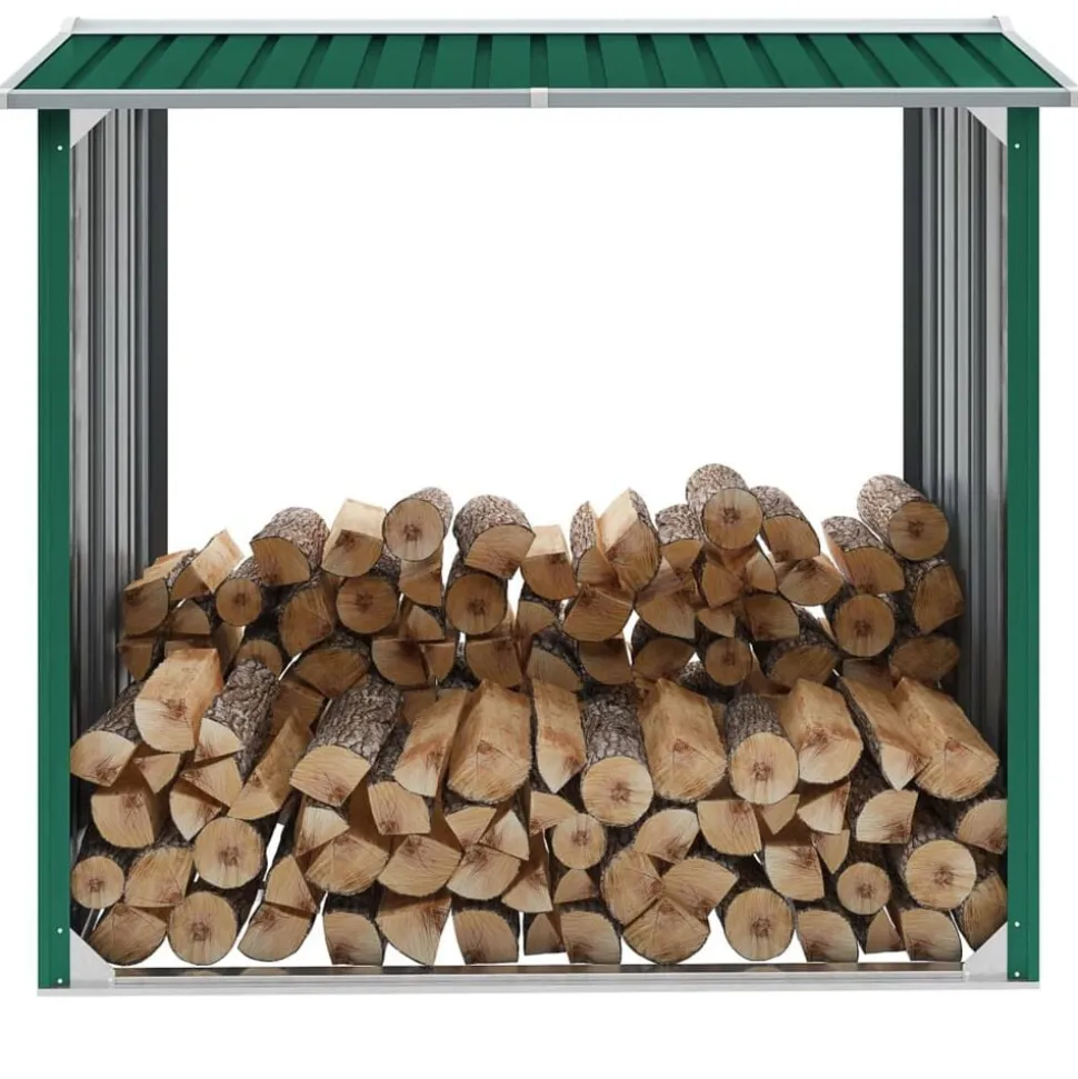 vidaXL Abri de stockage de bois Acier galvanisé 172x91x154 cm Vert