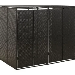 vidaXL Abri pour poubelle double Noir 140x80x117 cm Résine tressée