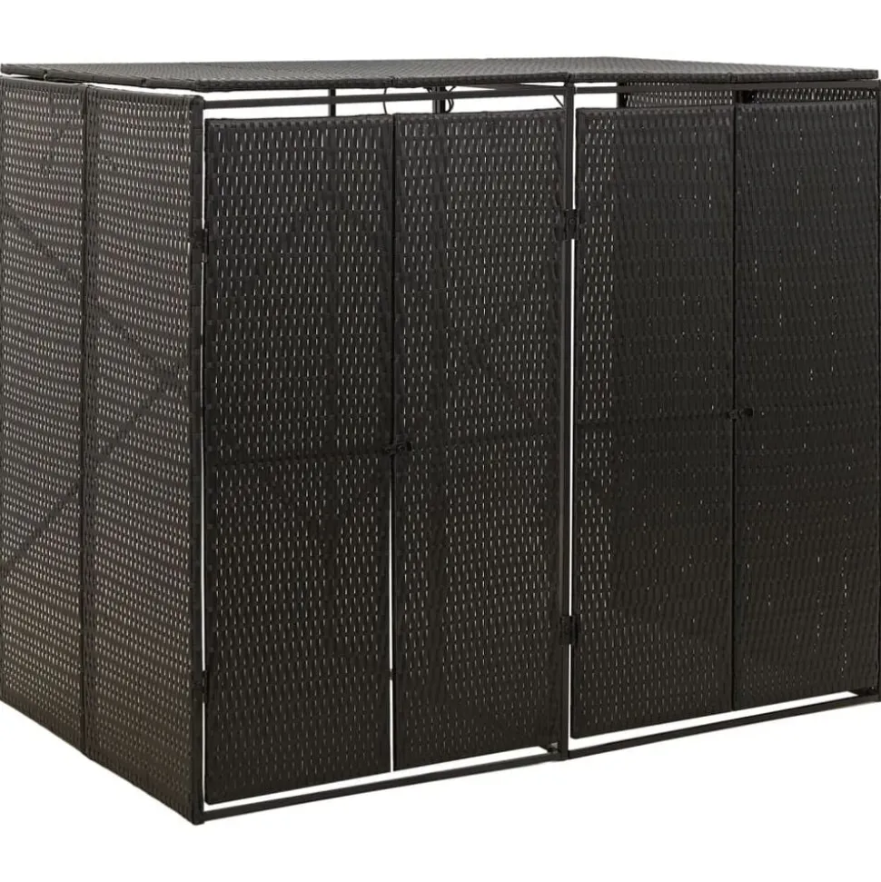 vidaXL Abri pour poubelle double Noir 140x80x117 cm Résine tressée