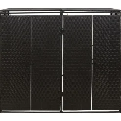 vidaXL Abri pour poubelle double Noir 140x80x117 cm Résine tressée