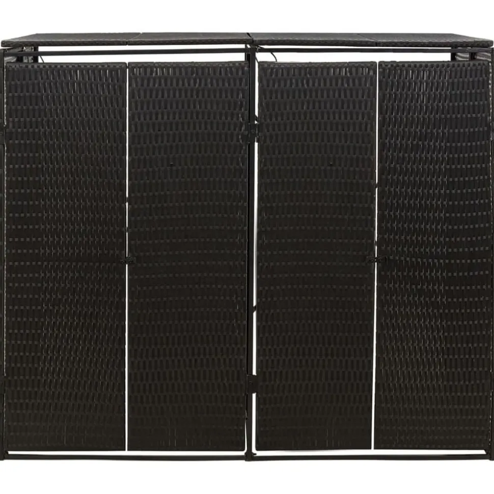 vidaXL Abri pour poubelle double Noir 140x80x117 cm Résine tressée