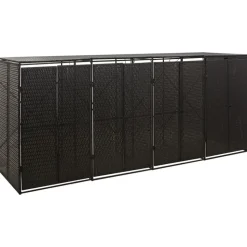 vidaXL Abri pour poubelle quadruple Noir 274x80x117 cm Résine tressée