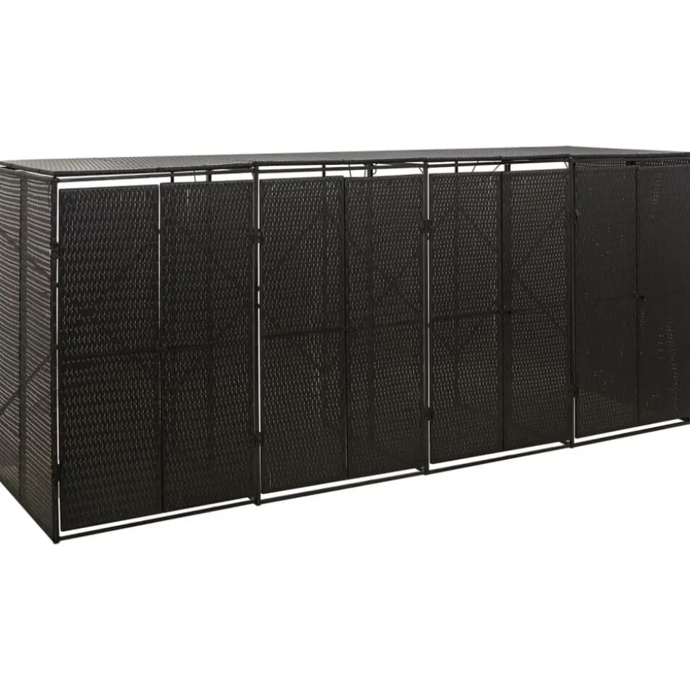vidaXL Abri pour poubelle quadruple Noir 274x80x117 cm Résine tressée