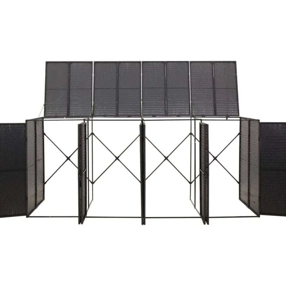 vidaXL Abri pour poubelle quadruple Noir 274x80x117 cm Résine tressée