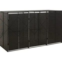 vidaXL Abri pour poubelle triple Noir 207x80x117 cm Résine tressée