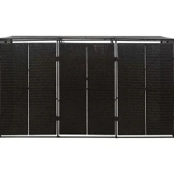 vidaXL Abri pour poubelle triple Noir 207x80x117 cm Résine tressée