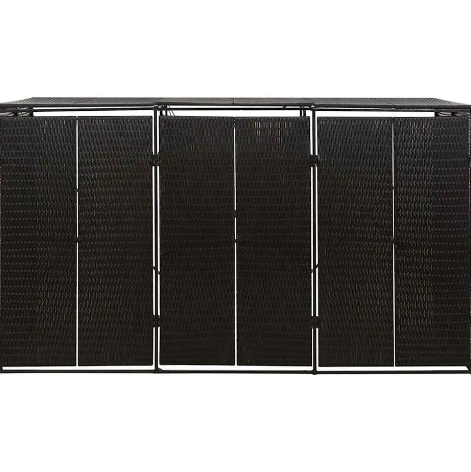 vidaXL Abri pour poubelle triple Noir 207x80x117 cm Résine tressée