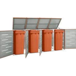 vidaXL Abri pour quatre poubelles 276,5x77,5x112,5 cm Inox