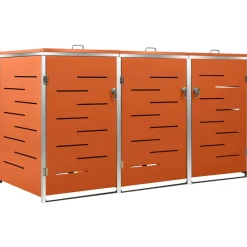 vidaXL Abri pour trois poubelles 207x77,5x112,5 cm Inox