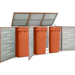 vidaXL Abri pour trois poubelles 207x77,5x112,5 cm Inox