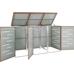 vidaXL Abri pour trois poubelles 207x77,5x112,5 cm Inox