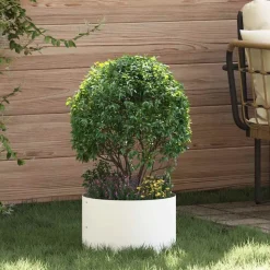 vidaXL Anneau de jardinière Blanc 30 x 30 x 20 cm Acier laminé à froid